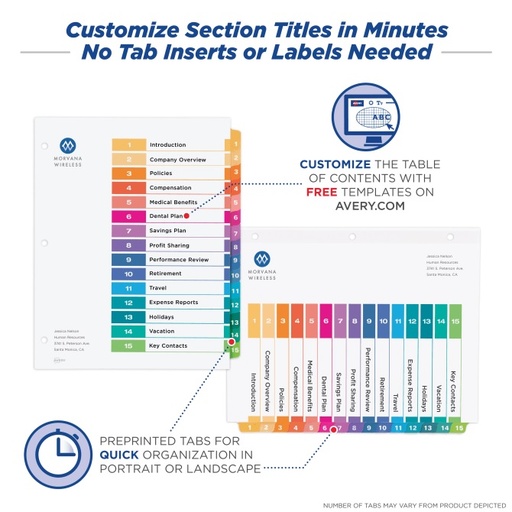 [AV21315] DIVIDERS 1-15 AVERY 11143