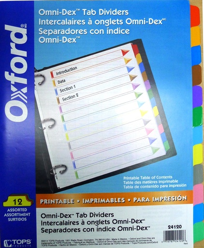 [EP24120] DIVIDERS 1-12 WH CARDIN61213