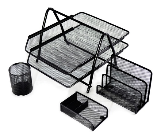 [AIST12BK] TRAY DESK SET MESH BLK-4PC