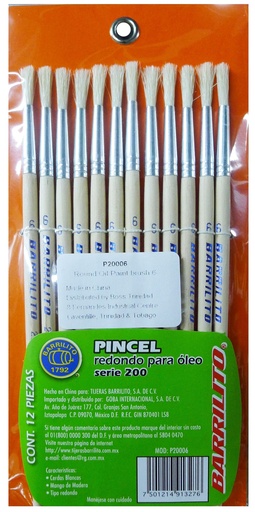 [GI20006] BRUSH ARTIST RND#6- HOG HAIR