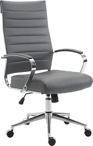 [FUAM55824GRY] HIGH BACK LEATHERETTE CHAIR DARK GREY