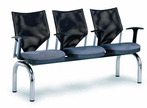 [FUIJ023BK] 3 SEATER LOBBY SEATING MESH BACK FABRIC SEAT