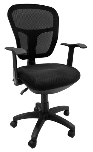 [FUIJ1370BK] MESH BACK CHAIR WITH FABRIC SEAT BLACK