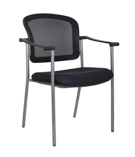[FUIJ3169KK] MESH BACK VISITOR CHAIR WITH FABRIC SEAT BLACK