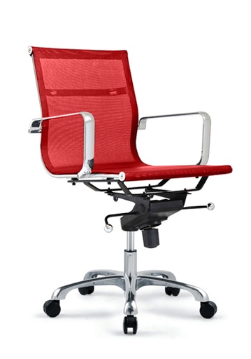 [FUIJ491RD] ***FULL MESH SLIM MID BACK CHAIR RED