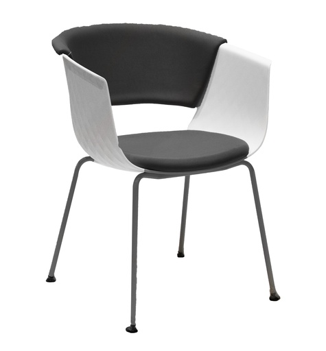 [FUYLN002C] VISITOR CHAIR POLY PADDED SEAT WHITE AND GREY***