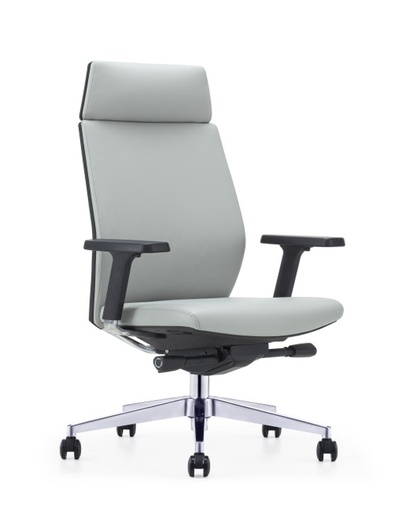 [FUYLN240A] EXECUTIVE LEATHER CHAIR DARK GREY (HIGH BACK)
