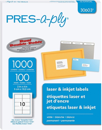 [MA01000] LABEL LASER INKJET 2X4 (AV30603