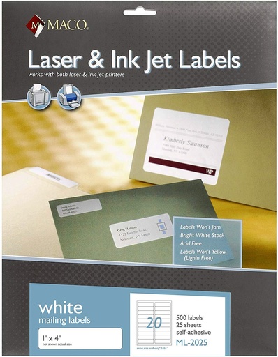 [MA02025] LABEL LASER INKJET 1X4 100SH/20