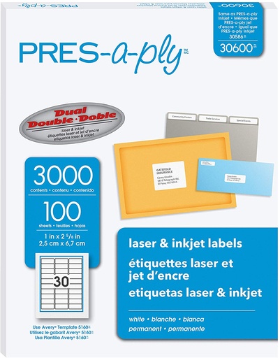 [MA03000] LABEL LASER INKJET1X25/8 30600