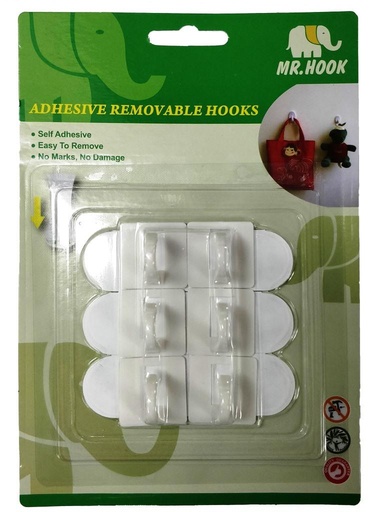 [BPHR17] ADHESIVE HOOK 6PCS .5LB