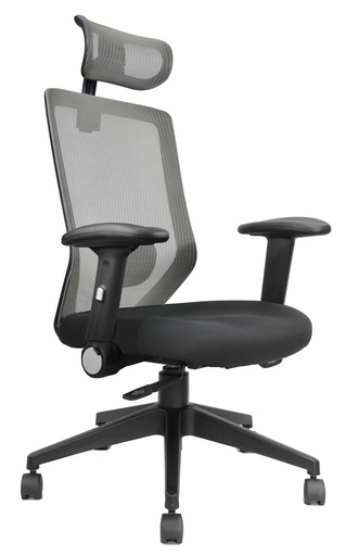 [FUIJAZ09AX] MESH BACK CHAIR WITH HEADREST BLACK/GREY