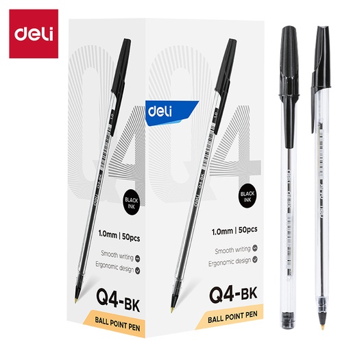 [DELIEQ4BK] PEN BALL BULLET TIP 1.0 BLACK INK BLACK