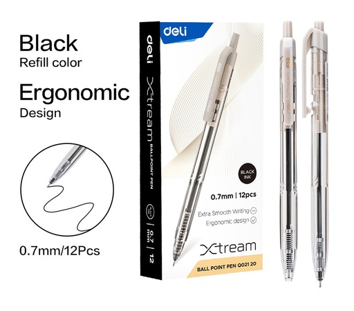 [DELI02120] PEN BALL MINI TIP 0.7 BLACK INK BLACK