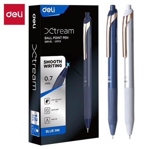 [DELIEQ88BL] PEN BALL MINI TIP 0.7MM BLU/SLV (XTREAM)- INK BLUE