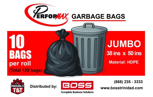 [TRW74084] BAG GARBAGE JUMBO - BLACK 10 BAGS per ROLL