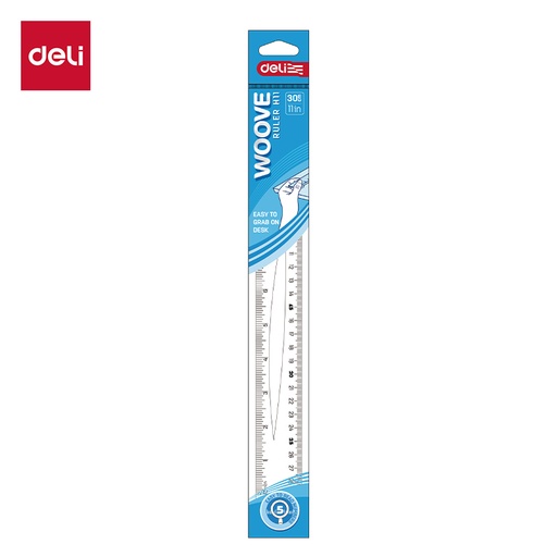 [DELIEH11] RULER PLASTIC 12" TRANSPARENT BLUE