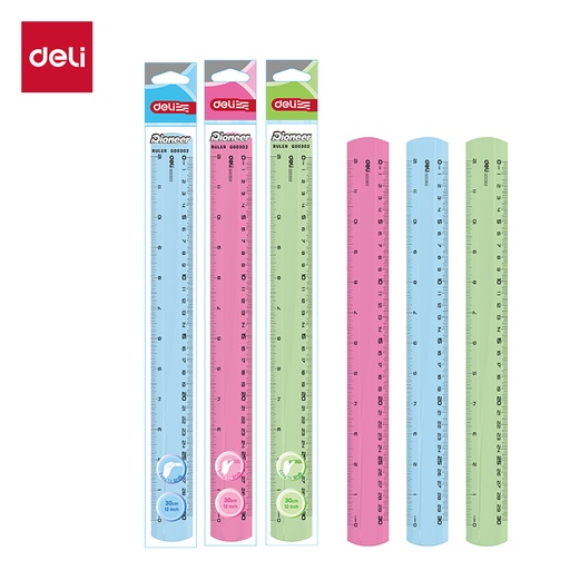 [DELIEG00302] RULER PLASTIC 12" TRANSPARENT ASST COL