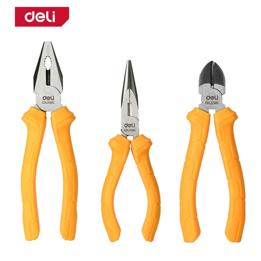 [DELI2008C3] TOOLS 3PCS PLIERS SETS YELLOW
